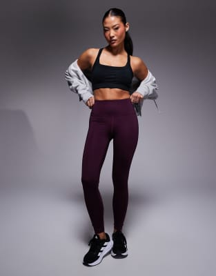 4505 Petite - Icon - Po-formende Sport-Leggings in Burgunderrot mit hohem Bund