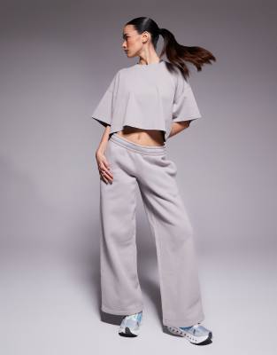 Petite - Icon Rest Day - Pantalon de jogging ample en coton épais 440 g/m 2 - Délavage cendré-Neutre 42