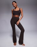 [ASOS] 4505 Petite Icon soft touch high waist slim kick yoga leggings in chocolate-Brown 14 Chocolate