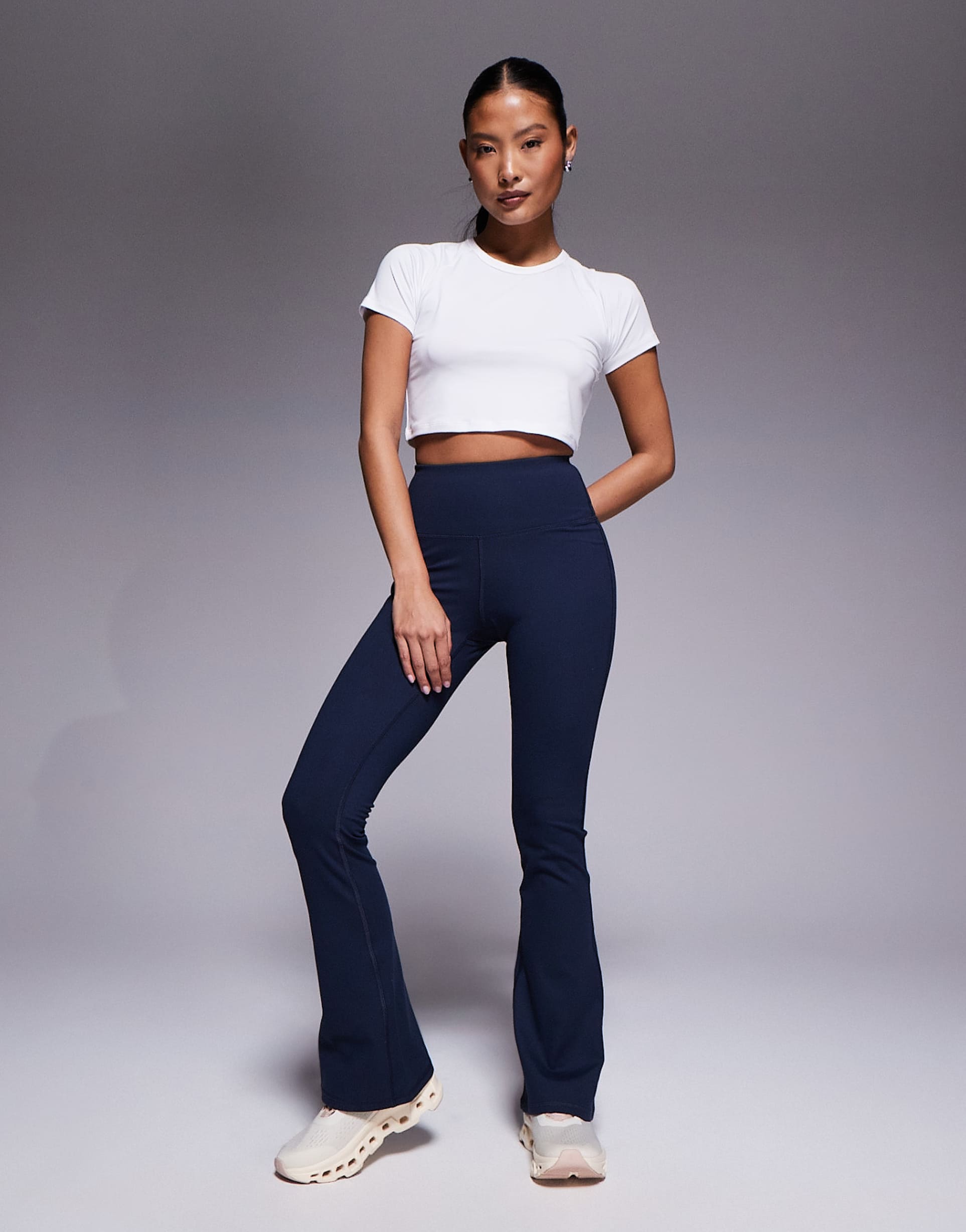 4505 petite icon soft touch high waist slim kick yoga leggings in midnight navy