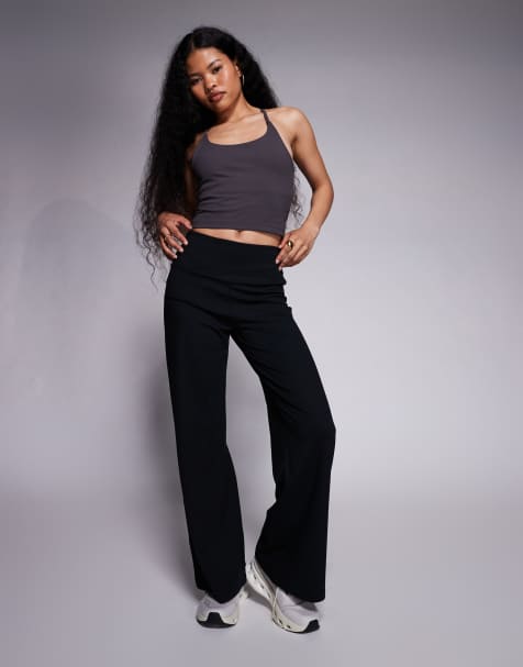 4505 Petite Icon soft touch high waist wide leg dance pant in black - view 1
