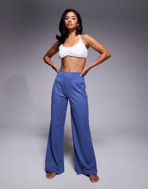 4505 Petite Icon soft touch high waist wide leg dance pant in china blue - view 1