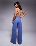 [ASOS] 4505 Petite Icon soft touch high waist wide leg dance pants in china blue 14 China Blue