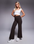 [ASOS] 4505 Petite Icon soft touch high waist wide leg dance pants in chocolate-Brown 14 Chocolate