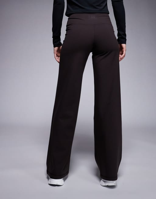 4505 Petite Icon soft touch high waist wide leg dance pants in dark chocolate, 2 of 5