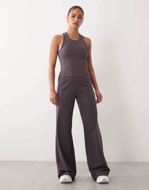 4505 Petite Icon soft touch high waist wide leg dance pants in storm grey, 2 of 5