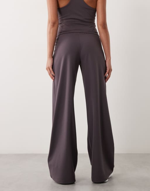 4505 Petite Icon soft touch high waist wide leg dance pants in storm grey, 3 of 5