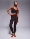 [ASOS] 4505 Petite Icon soft touch high waist yoga leggings in chocolate-Brown 14 Chocolate