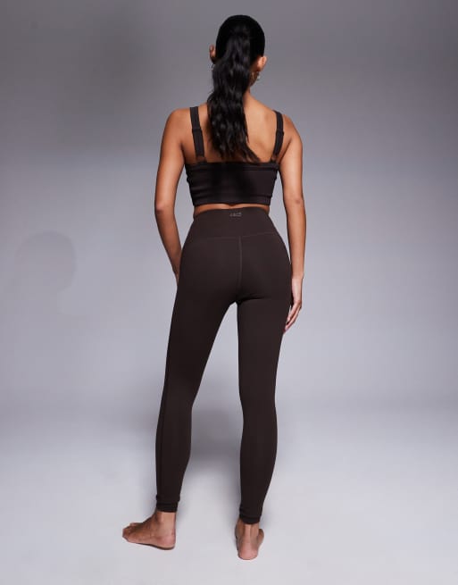 4505 Petite Icon soft touch high waist yoga leggings in chocolate, 4 of 5