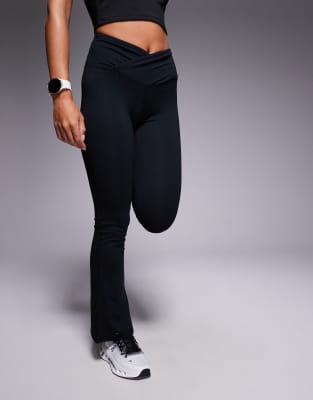 4505 Petite Icon Soft Touch Wrap Waist Slim Kick Yoga Legging In Black