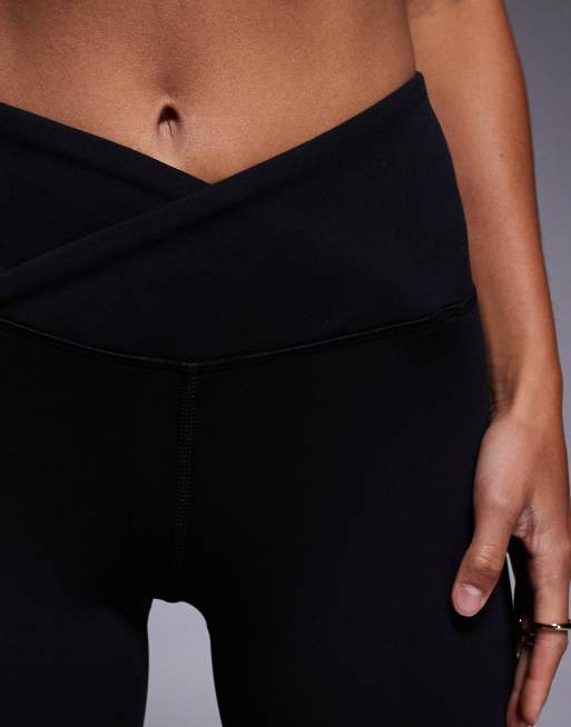 4505 Petite Icon soft touch wrap waist slim kick yoga legging in black, 4 of 5
