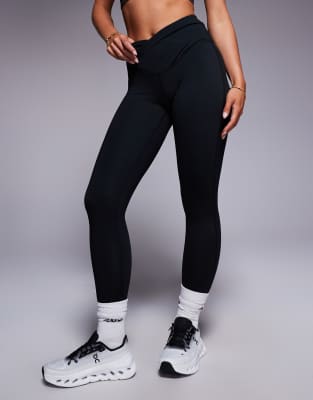 4505 Petite Icon Soft Touch Wrap Waist Yoga Leggings In Black