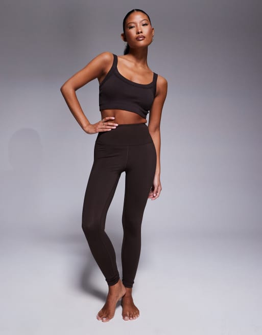4505 Petite Icon soft touch yoga gym leggings in chocolate 