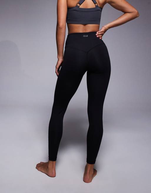 4505 Petite - Icon - Sorte bløde yogaleggings med slå-om-talje, 5 af 5