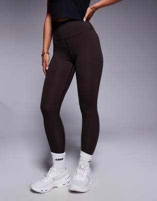 4505 Petite - Icon - Weiche Yoga-Leggings in Schokobraun mit hohem Bund