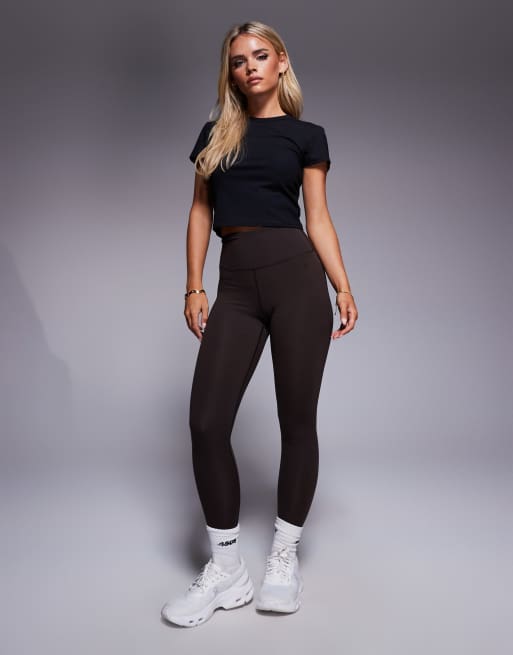 4505 Petite – Icon – Weiche Yoga-Leggings in Schokobraun mit hohem Bund, 3 von 5