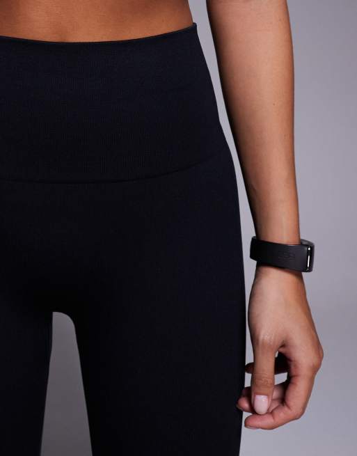 4505 Petite - Legging de sport sans coutures à taille haute et fines côtes - Noir, 3 de 5