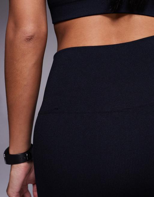 4505 Petite - Legging de sport sans coutures à taille haute et fines côtes - Noir, 5 de 5