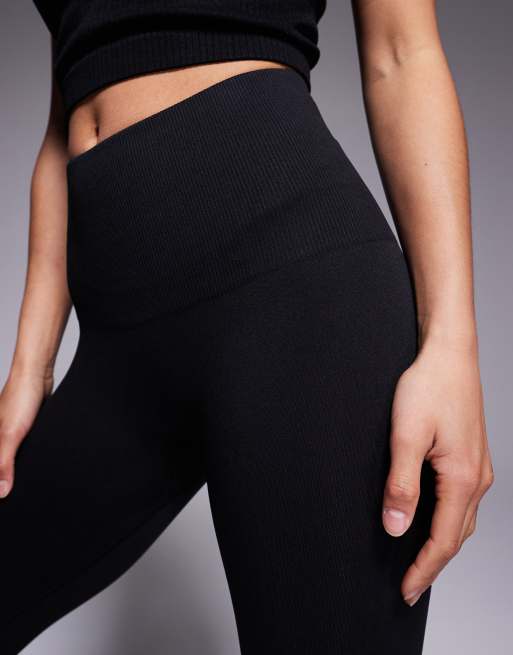 4505 Petite - Legging de sport sans coutures doux au toucher à taille haute - Noir , 3 de 5