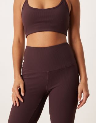 4505 Petite Micro Rib Knit Slim Kick High Waist Yoga Leggings In Purple