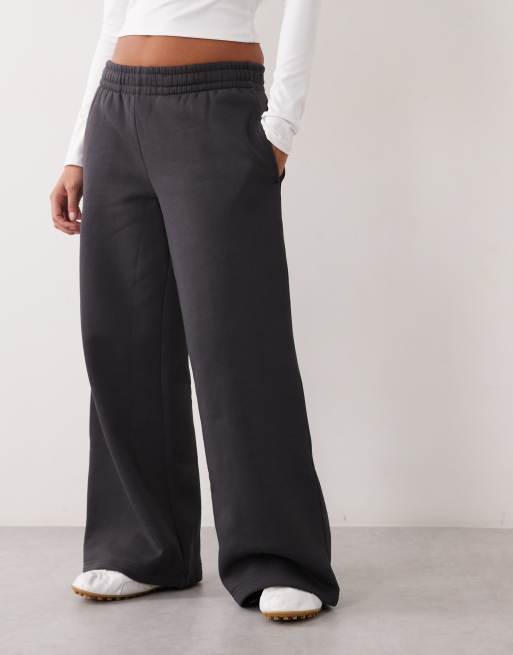 4505 Petite Rest Day 400gsm heavyweight cotton wide leg joggers in charcoal, 2 of 5