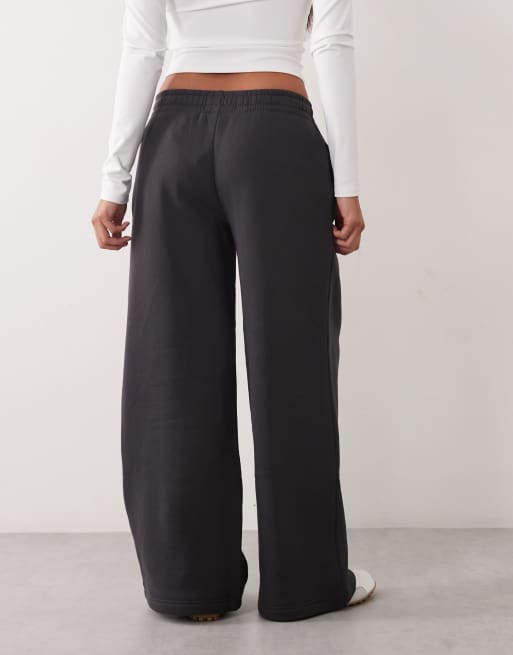 4505 Petite Rest Day 400gsm heavyweight cotton wide leg joggers in charcoal, 4 of 5