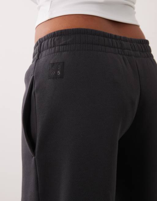 4505 Petite Rest Day 400gsm heavyweight cotton wide leg sweatpants in charcoal, 5 of 5