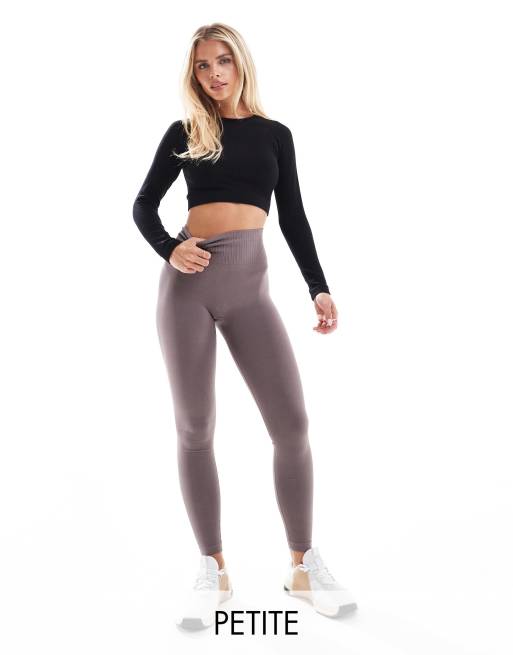 4505 Petite – Rödlila träningsleggings med hög midja i seamless-design 