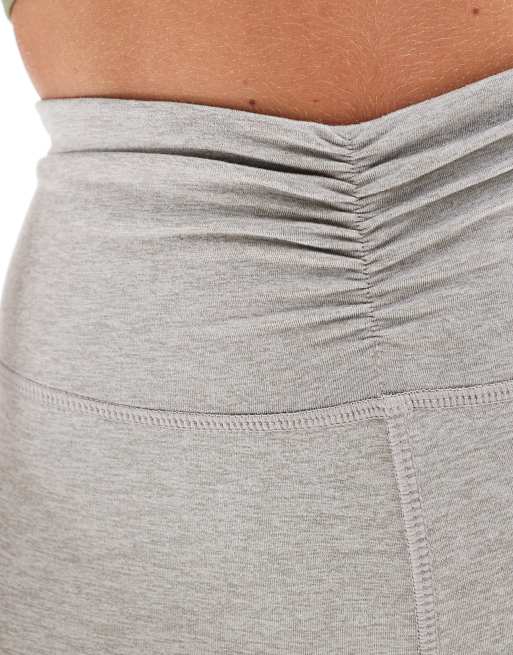 4505 Petite ruched front high waist slim kick flare leggings in grey marl , 4 of 5