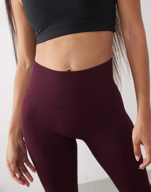 4505 Petite sculpting seamless high waist gym leggings in wine, 2 of 5