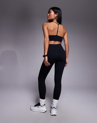 4505 Petite Seamless Baby Rib High Waist Gym Leggings In Black