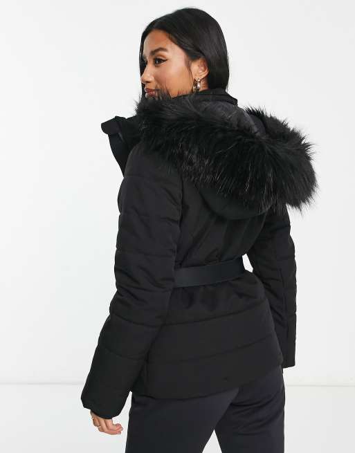 4505 Petite ski belted jacket with faux fur hood , 3 of 4