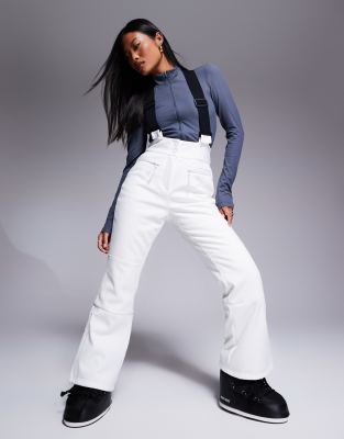 ASOS 4505 Ski & Snow 4505 Petite Ski soft shell water repellent kick flare ski trousers in white