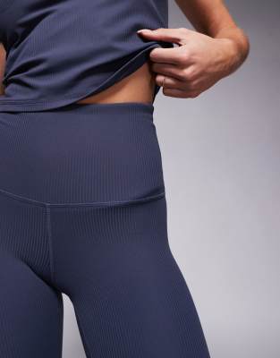Shop 4505 Petite Soft Touch Rib High Waist Gym Legging In Gray