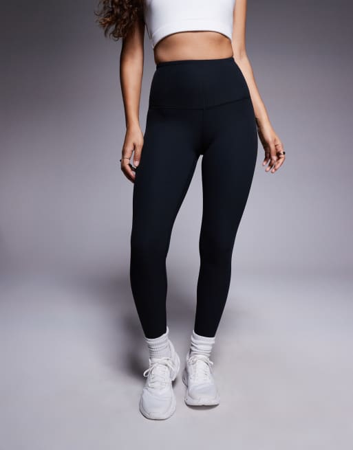 4505 Petite soft touch rib high waist gym leggings in black , 2 of 5