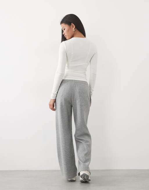 4505 Petite straight leg sweatpants with adjustable waist in waffle fabric in gray heather, 5 of 5
