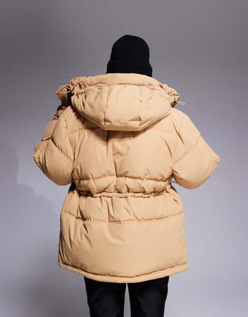 4505 Petite - Veste de ski isolante avec capuche et taille à cordon de serrage - Caramel , 3 de 4