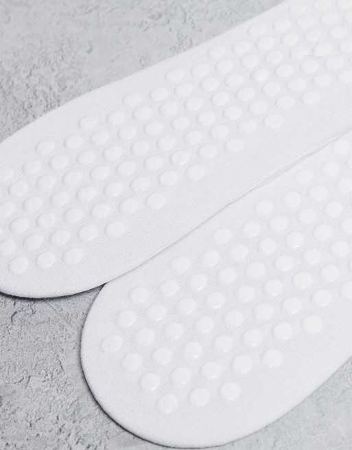 4505 Pilates 2 pack non slip grip socks with elastic straps in white, 3 of 3