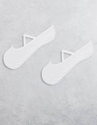 4505 - Pilates - 2er-Pack rutschfeste Socken mit elastischen Bändern in Weiß