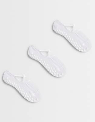 4505 Pilates 3 Pack Non-slip Grip Socks With Elastic Straps In White