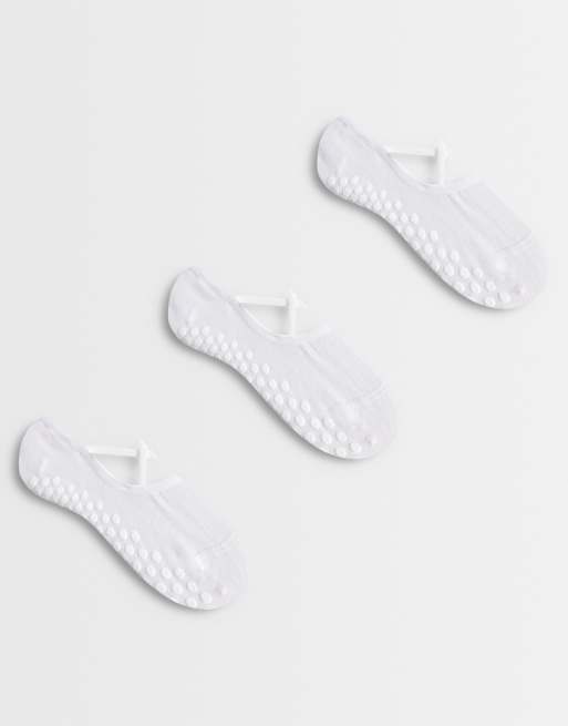 4505 Pilates 3 pack of non-slip grip socks with elastic straps in white, 2 of 3