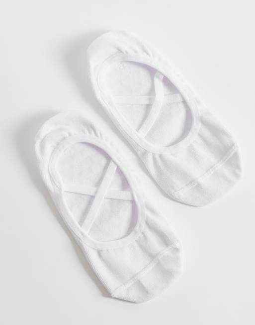 4505 Pilates 3 pack of non-slip grip socks with elastic straps in white, 3 of 3
