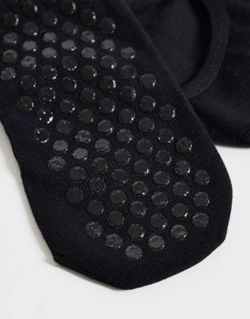 4505 - Pilates - Set van 3 paar antislip sokken met elastische bandjes in zwart, 2 van 3
