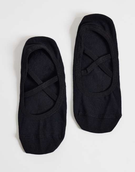 4505 - Pilates - Set van 3 paar antislip sokken met elastische bandjes in zwart, 3 van 3