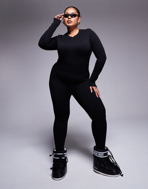 4505 Plus Ski seamless thermal base layer legging in black - view 1