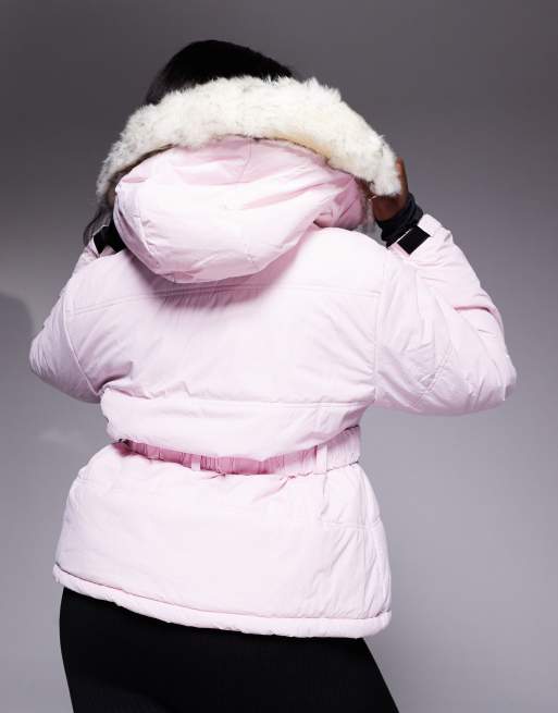 ASOS 4505 Plus Ski water repellent insulated ski jacket in pink