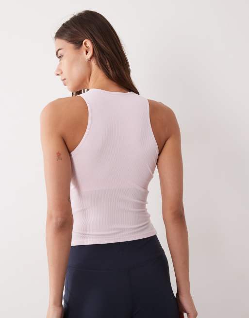 4505 plush lightweight ribbed racer singlet with inner bra and removeable padding in ballet pink, 4 of 4