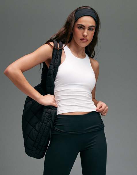 4505 plush lightweight ribbed racer vest with inner bra and removeable padding in white - view 1