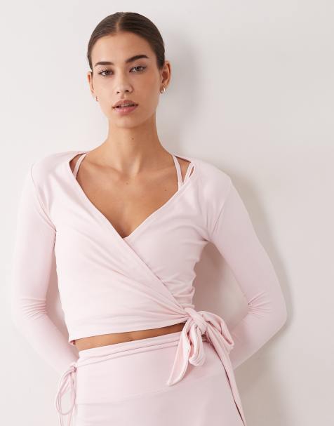 4505 plush ultra soft ballet wrap long sleeve top in ballet pink - view 1
