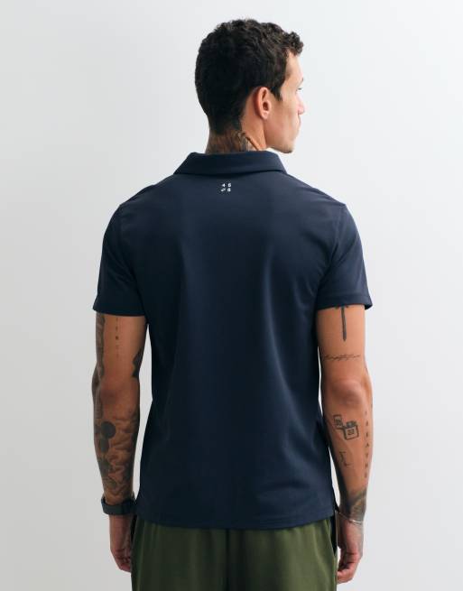 4505 polo de rendimiento de secado rápido con media cremallera en azul marino, 5 de 5